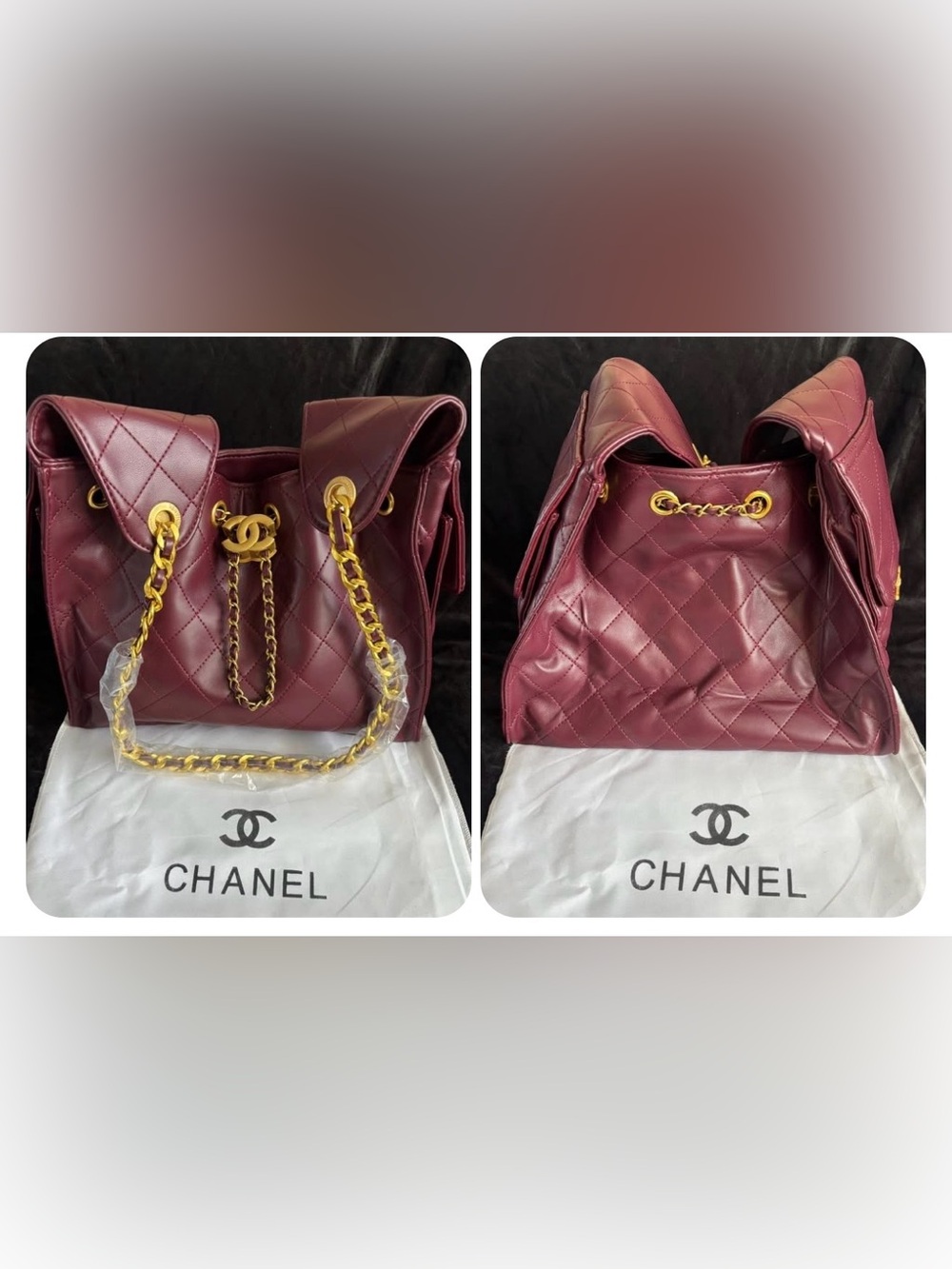 Chanel Quilted Burgundy Hobo Bag